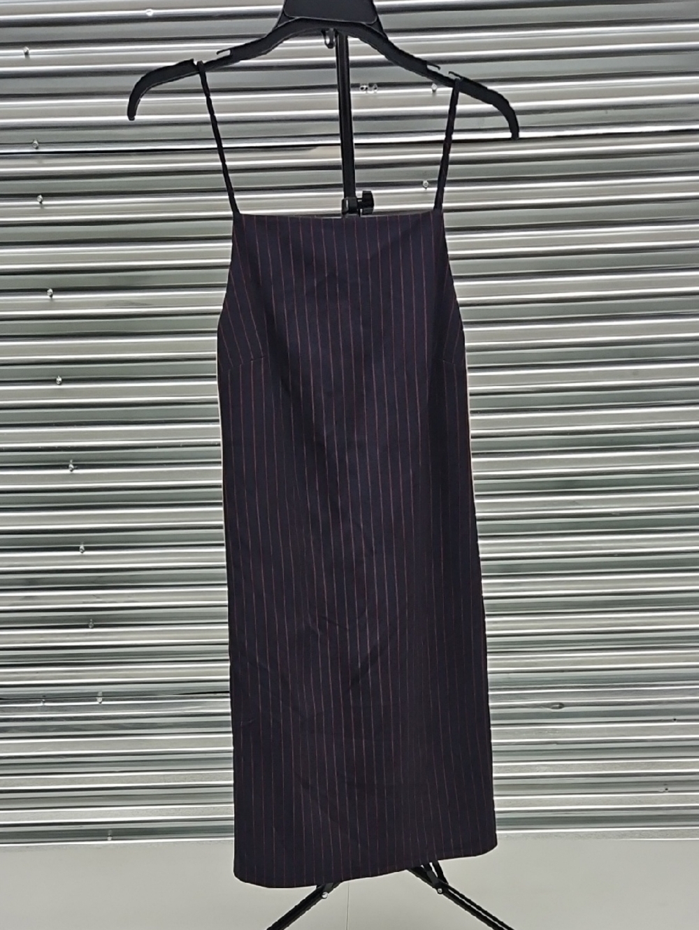 Palm Angels Navy Pinstripe Midi Slip Dress